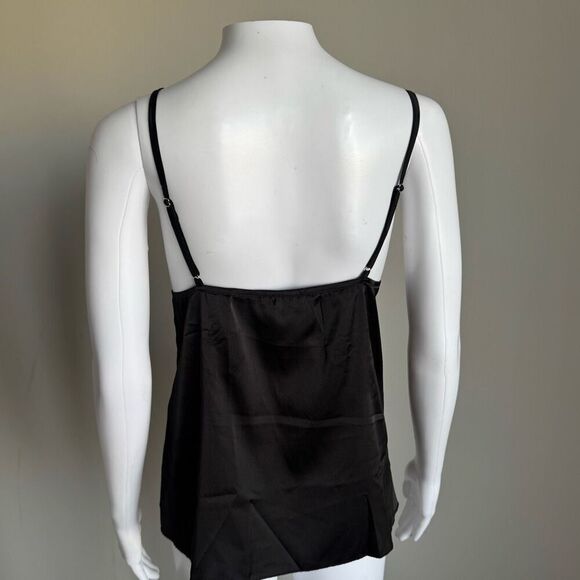 V-Neckline Silky Black Camisole With Adjustable Straps - Picture 3 of 5